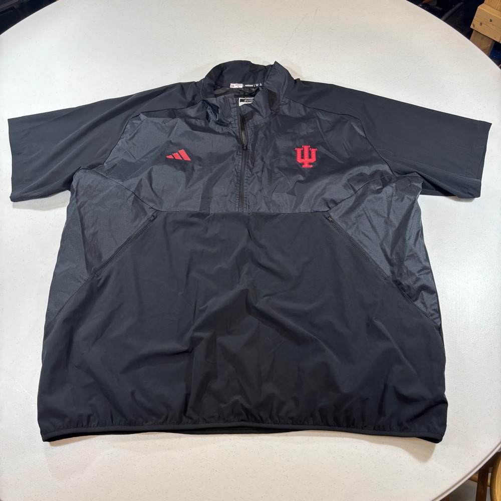 Indiana University Hoosiers Adidas Team Issued 1/4 Zip Windshirt Mens 3XL Black